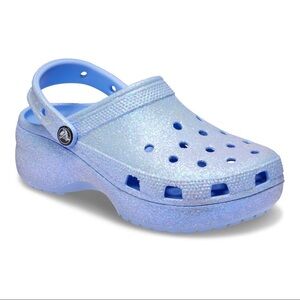 Crocs Classic Platform Glitter Women's Clogs in “Moon Jelly” color, size 9